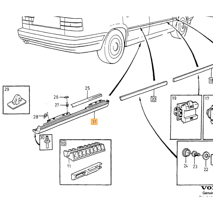 Lista de protección contra la suciedad Volvo L.H, pieza de Volvo nr 9133785
