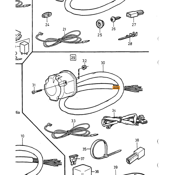 Volvo Mazo de cables enganche de remolque 7 pines 940+960 S/V90 -98 Volvo repuesto no 9134962