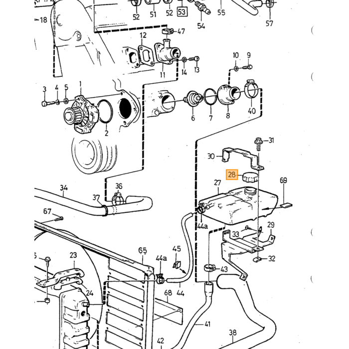 Volvo Expansion tank coolling liq 240+260 1979+ diesel all 1988+ Volvo repuesto no 9142000