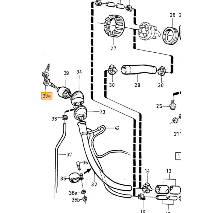 Volvo Tapón de depósito de combustible + candado con cerradura y llave 240 + 260 + 740 + 940 + 850 V70 C70 70 1978 + (orig Volvo) Volvo repuesto no 9142606