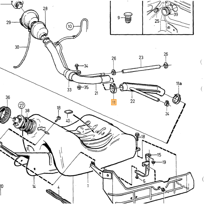 Volvo Tapón de depósito de combustible + candado con cerradura y llave 240 + 260 + 740 + 940 + 850 V70 C70 70 1978 + (orig Volvo) Volvo repuesto no 9142606