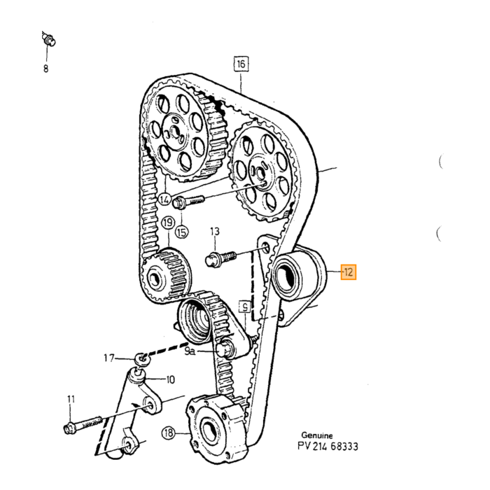 Volvo Polea tensora de correa de distribución 5-CYL Gasolina Volvo XC70 - 850 - S80 - XC90 - S60 - V50 - S40 - V40 - C30 - C70 - S70 - V70 Volvo repuesto no 9146376