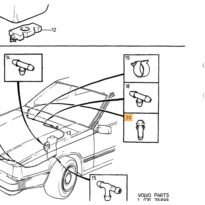 Válvula de ventilación de aire Volvo para tipo Volvo 740 760 780Volvo 850Volvo 940 960Volvo V70 (-2000)Volvo V70 XC (-2000) Número de pieza de Volvo 9151208