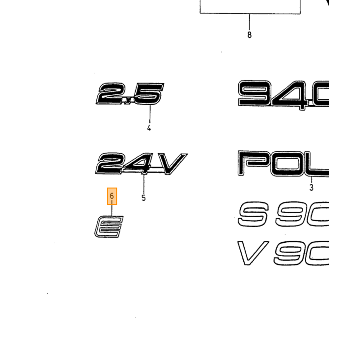 Emblema Volvo, pieza Volvo número 9151319