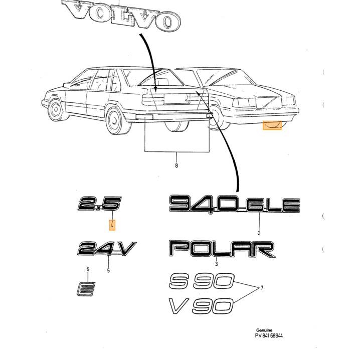 Emblema Volvo tipo Volvo 850Volvo 940: Pieza de Volvo número 9151360