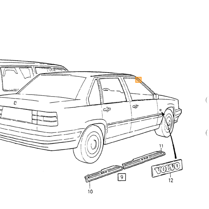 Emblema Volvo tipo Volvo 850, pieza de Volvo nr 9151456 para Volvo
