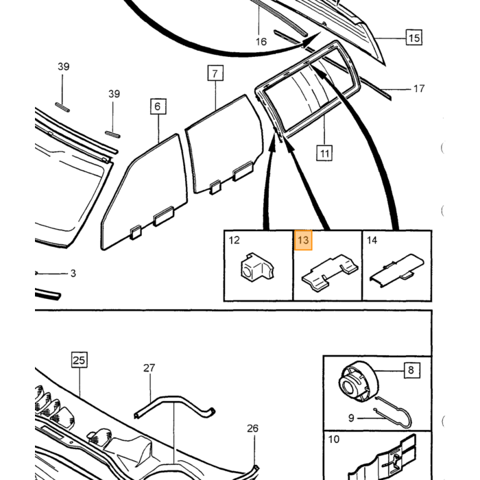 Moldura lateral izquierda Volvo, número de pieza Volvo 9151614