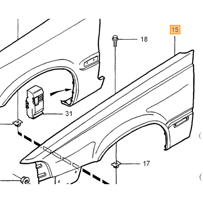 Volvo para GUARDABARROS IZQUIERDO Volvo S/V70 -01 Volvo repuesto no 9152679