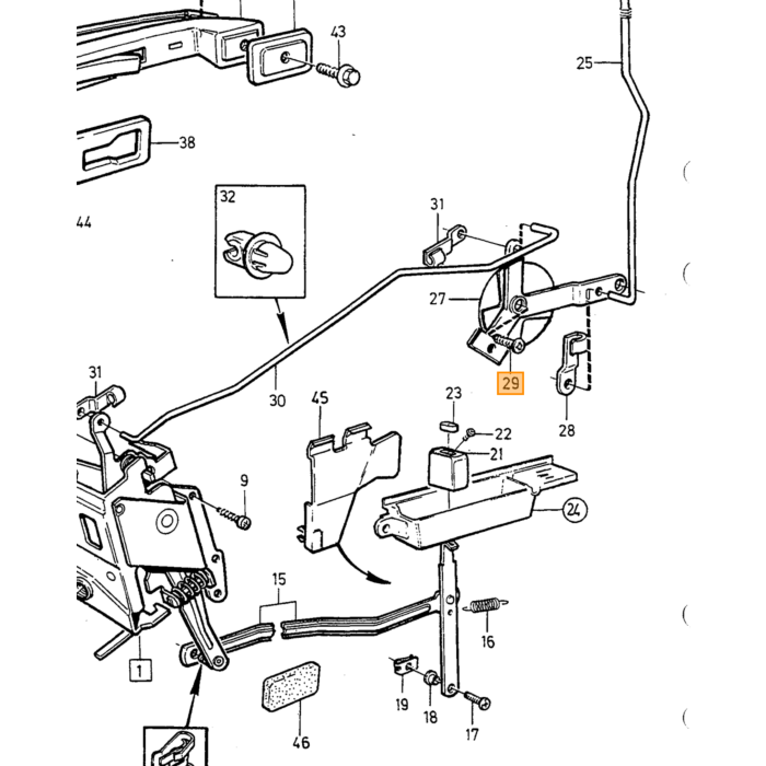 Manija de puerta izquierda para Volvo 960 S90 V90 (-1998) Número de pieza de Volvo 9154449