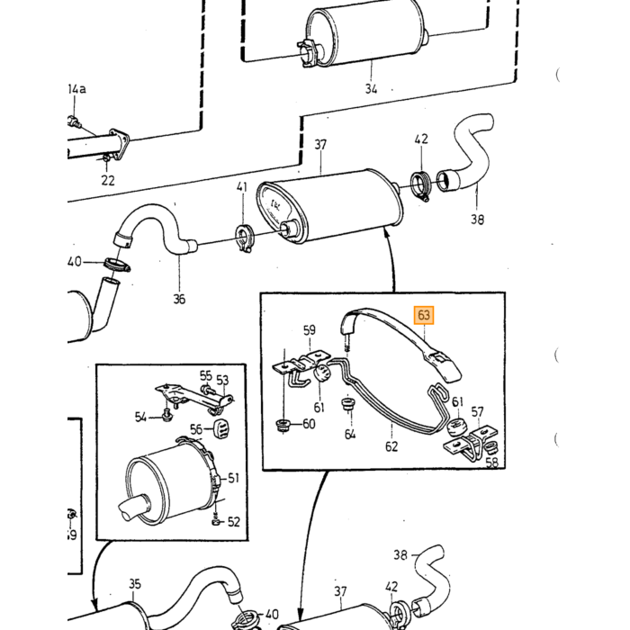 Soporte de escape Volvo, abrazadera de silenciador trasero 740+940+960, pieza Volvo nr 9161369