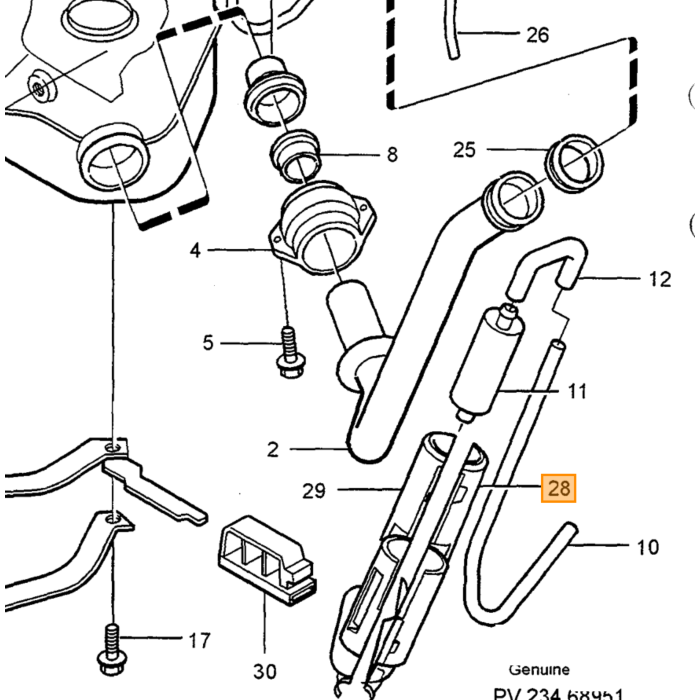 Protección Volvo, pieza de Volvo número 9186725