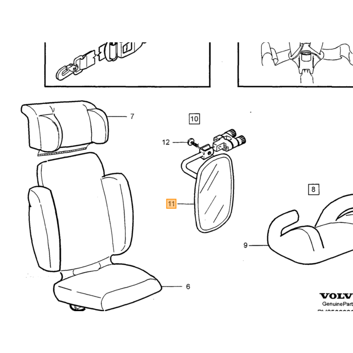 Producto Volvo, espejo Volvo, número de pieza 9187502 para Volvo