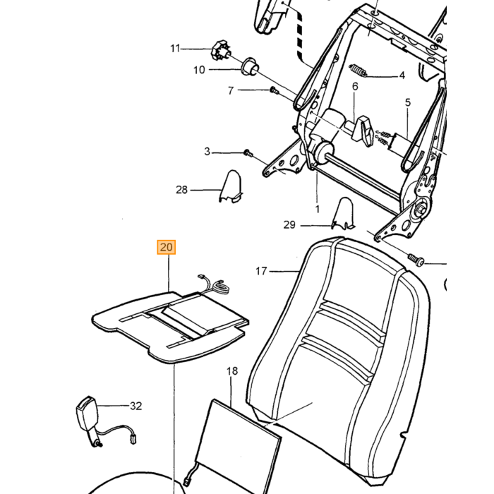 Espuma de relleno de asiento Volvo v70 S70 classic, espuma de goma a medida, pieza de Volvo nr 9190162