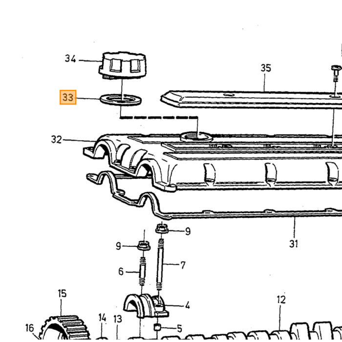Volvo Anillo de goma tapón de llenado de aceite B18/B20/B30/B19/B21/B23/B200/B230/B52x (junta) amazon pv 544 P1800 140 164 240 740 760 S60 V70 XC90 S80 C70 1275379 1275379 tapa del tanque Volvo repuesto no 940096