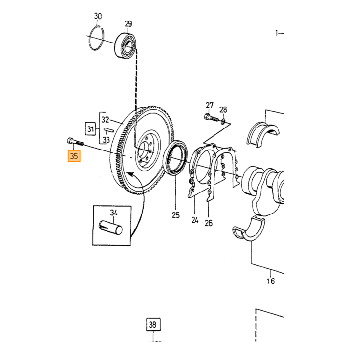 Volvo Perno del anillo de arranque del volante B20 8 agujeros + B21 + B19 + B23  etc. Volvo repuesto no 946379