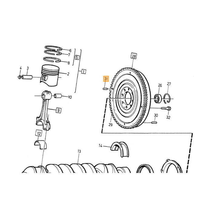 Volvo Perno del anillo de arranque del volante B20 8 agujeros + B21 + B19 + B23  etc. Volvo repuesto no 946379