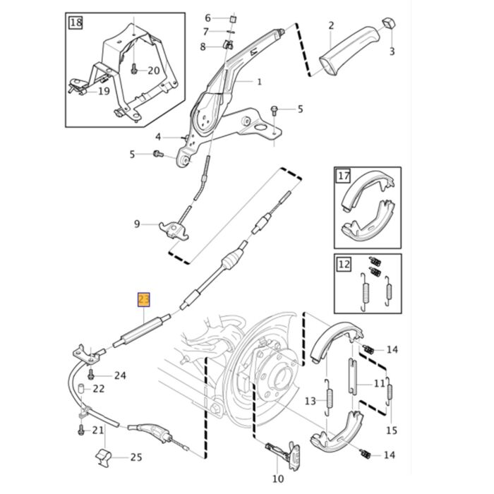 Volvo Se requiere cable de freno de mano izquierdo o derecho utilizable XC7 V70 AWD 1990/1920mm 2000+ para el V70 normal artículo 30793819_B Volvo repuesto no 9485316