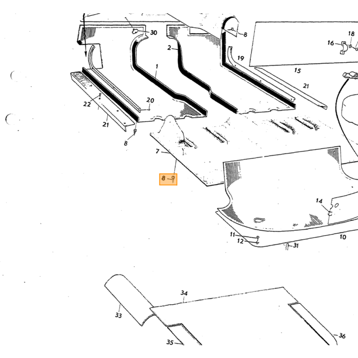 Volvo Pulsador colchoneta+silla ver 94945 Volvo repuesto no 94942