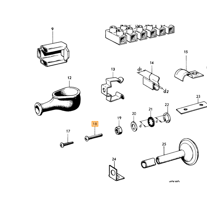 Producto Volvo, tornillo Volvo, número de pieza 950011