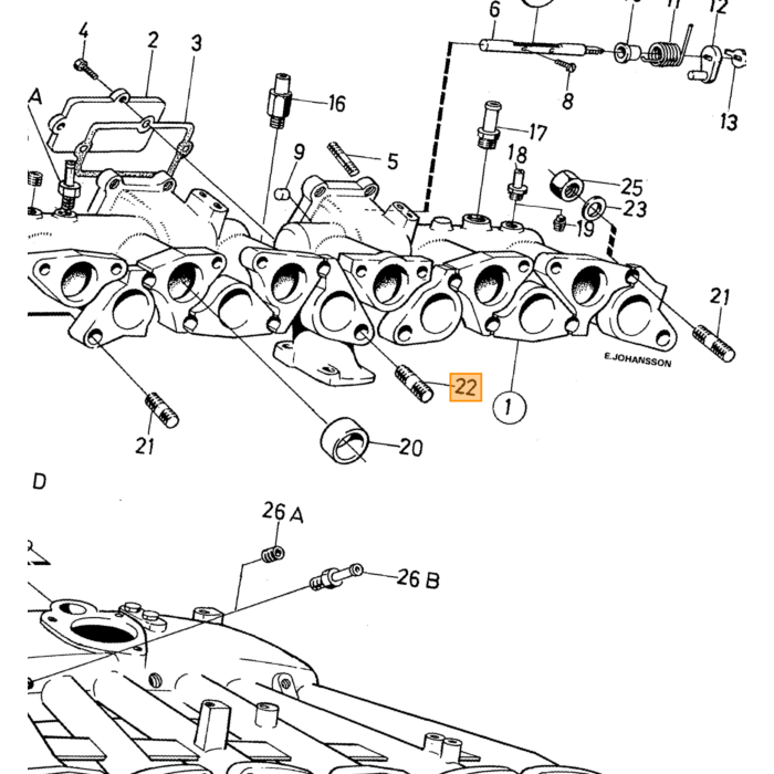 Conjunto de pernos de culata de colector B30 con tuercas, producto completo para Volvo