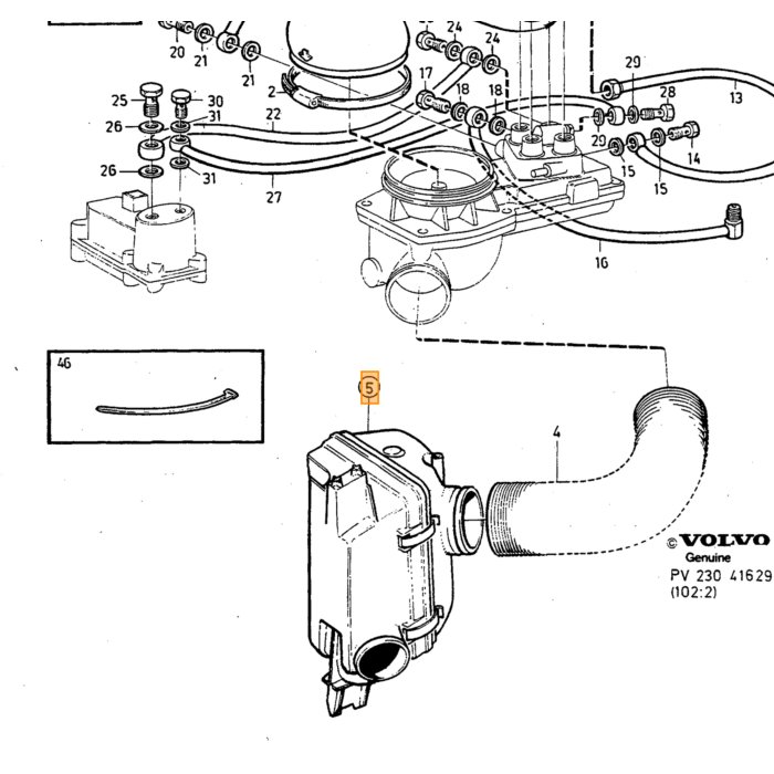 Volvo Prensaestopas linea gasolina 5/16 Amazon+P1800+PV+140+164+240+260 Volvo repuesto no 954322