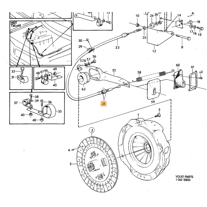 Tuerca Volvo UNF 9/16-18 1/2 pulgada 13mm 264 B27 dirección asistida, número de pieza Volvo 955859.