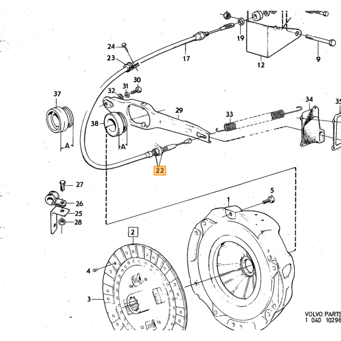 Tuerca Volvo UNF 9/16-18 1/2 pulgada 13mm 264 B27 dirección asistida, número de pieza Volvo 955859.