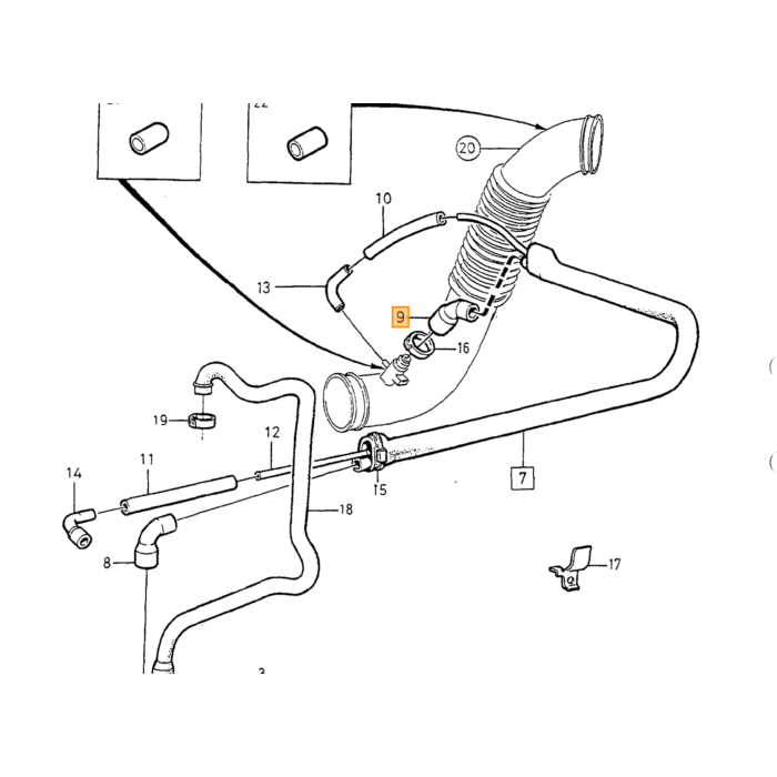 Volvo Junta tórica Manguera de vacío Conector Colector de admisión Volvo 850 - S70 - V70 - C70 - XC70 -'98 Volvo repuesto no 978111