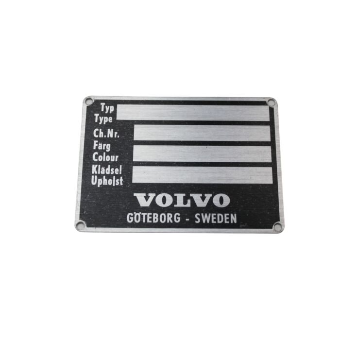 Placa de aluminio en blanco tipo (debajo del capó) PV444+P1800+PV544+Amazon para Volvo