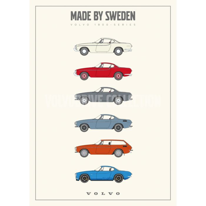 Póster Volvo P1800 Made in Sweden, número de pieza Volvo posterP1800