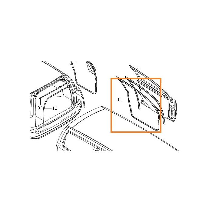 Rubber portier op deur v70 XC70 links voor V70 P26  XC70 (2001-2007) s60 met plakstrip