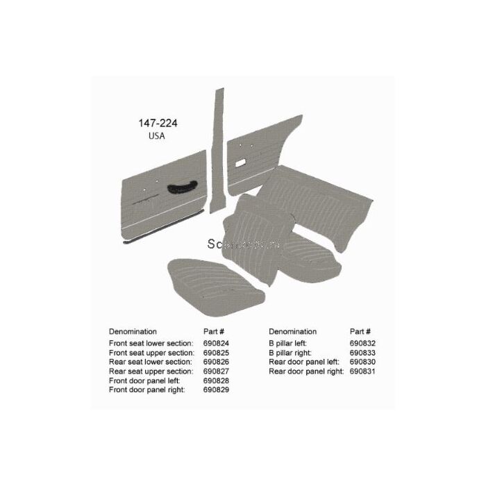 Bekleding Amazon 4 deurs B stijl links grijs 149-226