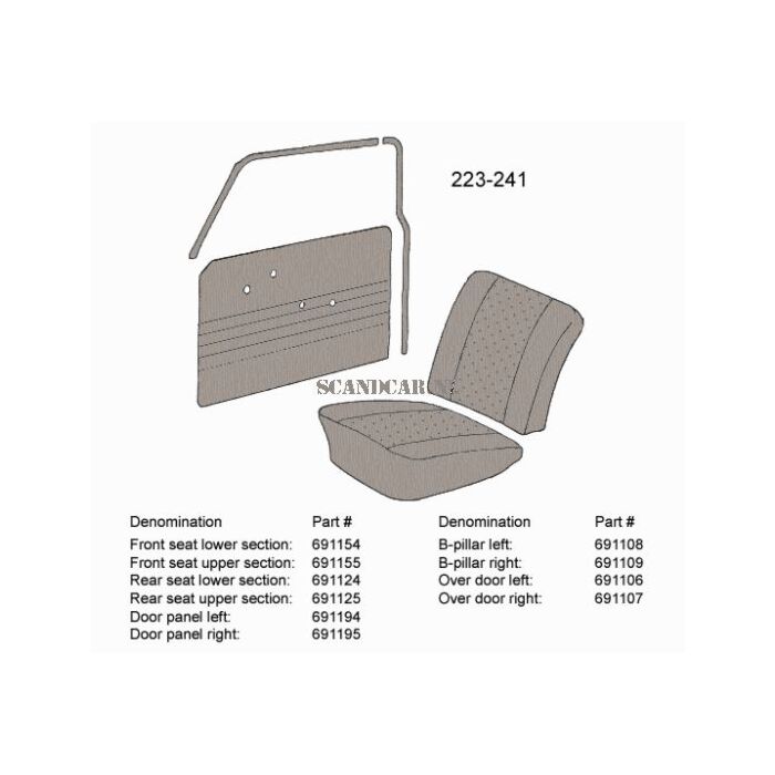 Bekleding Duett strip Boven deur Rechts grijs zie 691106