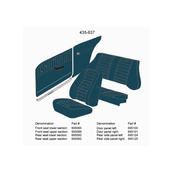 Bekleding Amazon 2 deurs achterpaneel bekleding Rechts blauw 1970 435-637