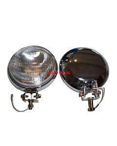 Verstralers in het chroom / 14.5 cm diameter / set a 2 stuks / helder inclusief halogeenlamp H3 cibie