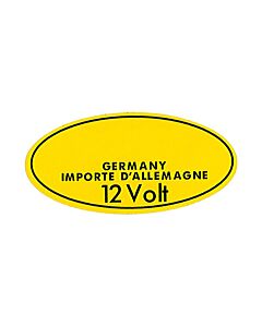 Sticker Bosch germany importe d'allemagne 12 volt zwart op geel voor bobine tot 1967 (met kabel)