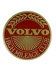 Sticker Volvo high mileage club goudkleur op rood