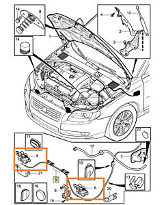 Motorkap slot V70 links (en rechts voor auto zonder alarm)