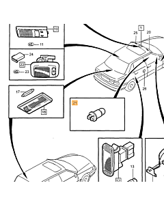 Gloeilamp met fitting 1 2W Instrumentenpaneel Asbak Schakelaars Volvo 700/850/900/V70/S70/C70/S90/V90/XC70