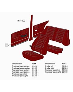 Bekleding Amazon achterbank hoes rug rood