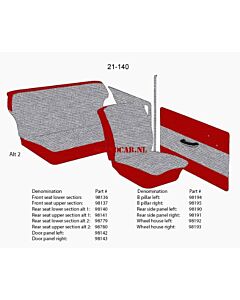 Bekleding PV544 B stijl grijs rechts 1958 21-140 