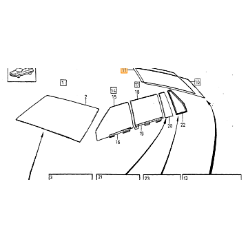 rubber achterruit 960 S90 1990-1997 sedan 964