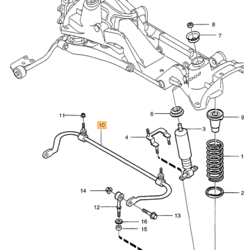 Veerbevestiging Veerschotel Achter 2WD zonder Nivomat Volvo 850 - S70 - V70 - C70