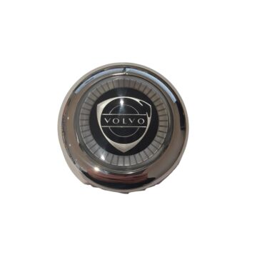 Claxon de Volvo con tapa y anillo de cromo completo en volante P1800 - número de chasis 25499, número de pieza de Volvo 664477comp.