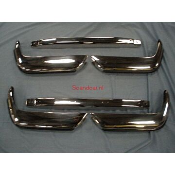 Bumper P1800S+E+ES achter complete set achter (3dln) RVS incl rubbers