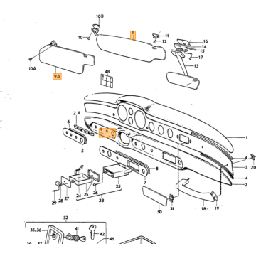 Zonneklep links P1800E 1970-1972