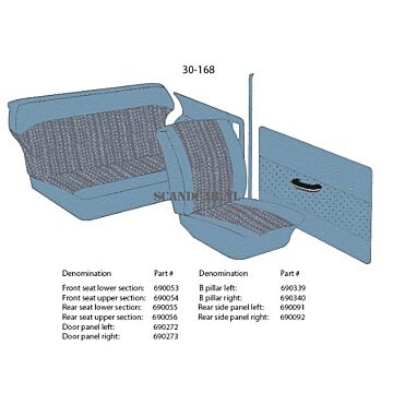 Bekleding PV544 zijpaneel rechts achter bekleding blauw 30-168