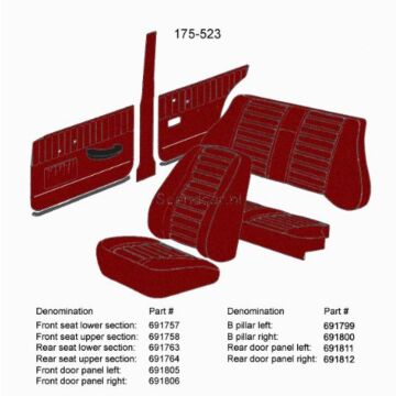 Bekleding Amazon stoelhoes rug rood 420-532 175-523 zie (691437)