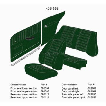 Bekleding Amazon 2D zijpaneel cover Rechtsachter groen 426-553 zie set 692157-58
