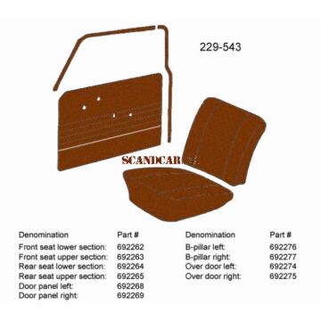Bekleding Duett strip boven portier links bruin 230-544 1966-1968